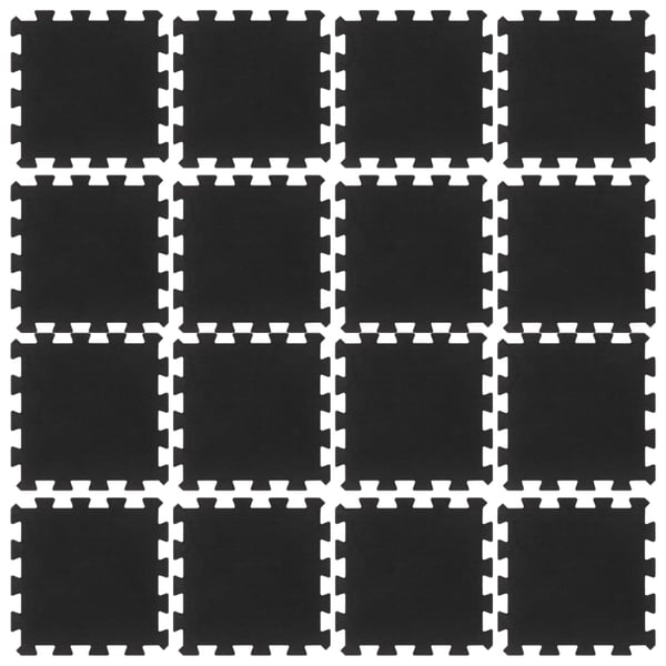 vidaXL Gulvfliser i gummi 16 stk svart 16 mm 30x30 cm