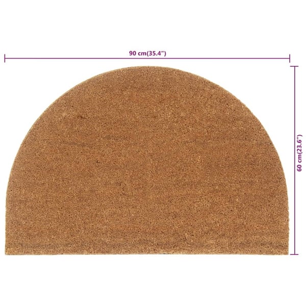 vidaXL Dørmatte naturlig halvrund 60x90 cm tuftet kokosfiber