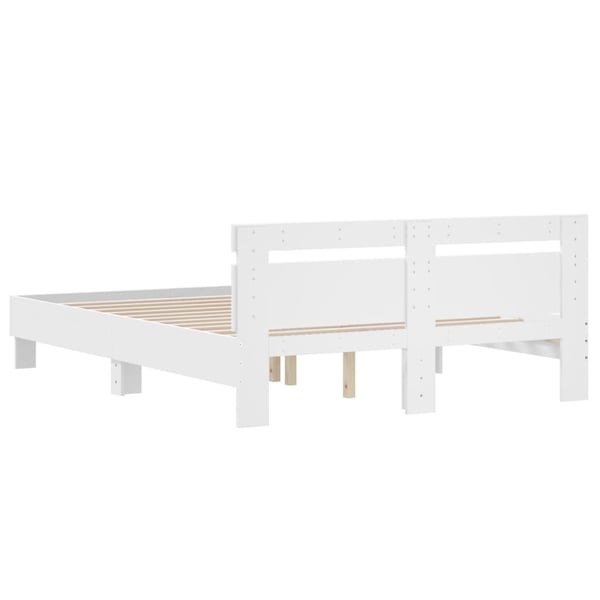 vidaXL Sengeramme med hodegavl hvit 140x190 cm konstruert tre