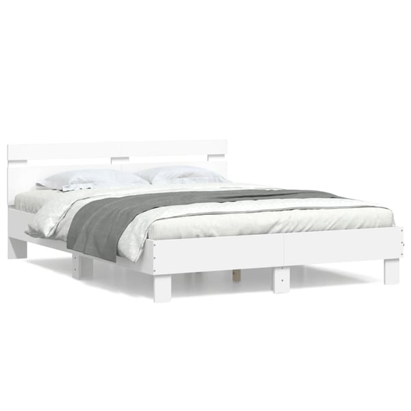 vidaXL Sengeramme med hodegavl hvit 140x190 cm konstruert tre