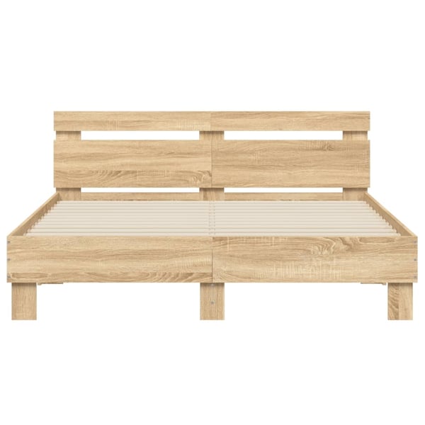 vidaXL Sengeramme med hodegavl sonoma eik 140x190 cm konstruert tre