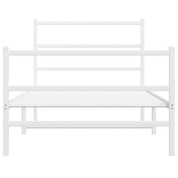 vidaXL Sengeramme i metall med hode- og fotgavl hvit 107x203 cm