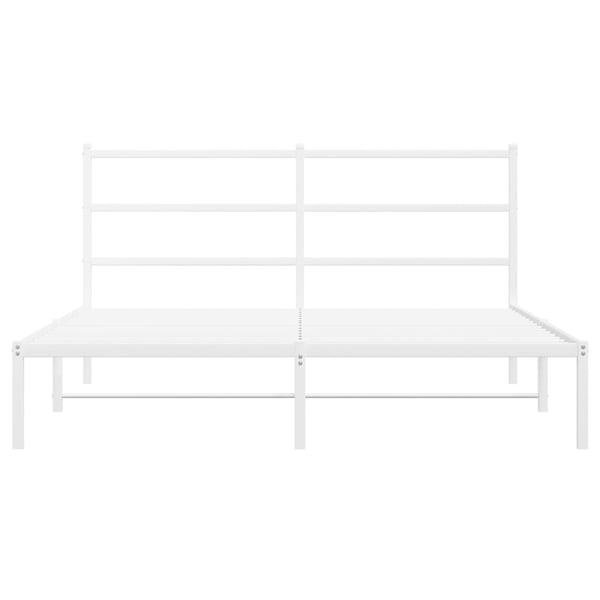 vidaXL Sengeramme i metall med sengegavl hvit 150x200 cm