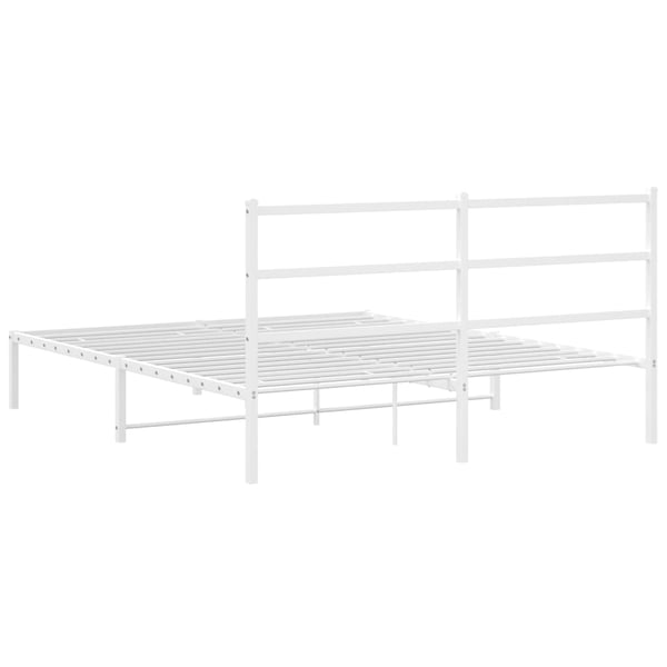 vidaXL Sengeramme i metall med sengegavl hvit 150x200 cm