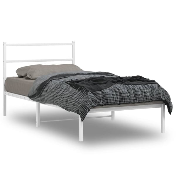 vidaXL Sengeramme i metall med hodegavl hvit 100x190 cm