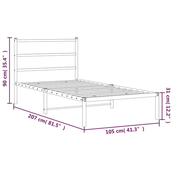 vidaXL Sengeramme i metall med hodegavl hvit 100x200 cm