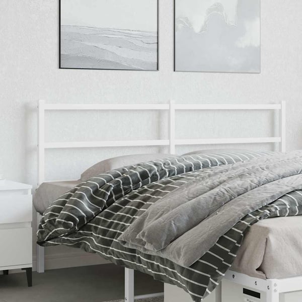vidaXL Utskiftbar sengegavl i metall hvit 150 cm