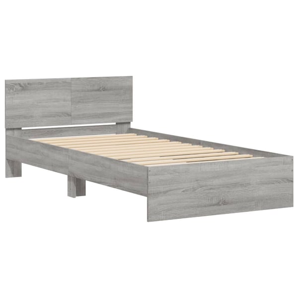 vidaXL Sengeramme med hodegavl grå sonoma 100x200 cm konstruert tre
