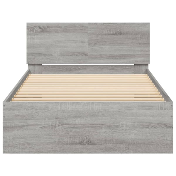 vidaXL Sengeramme med hodegavl grå sonoma 100x200 cm konstruert tre