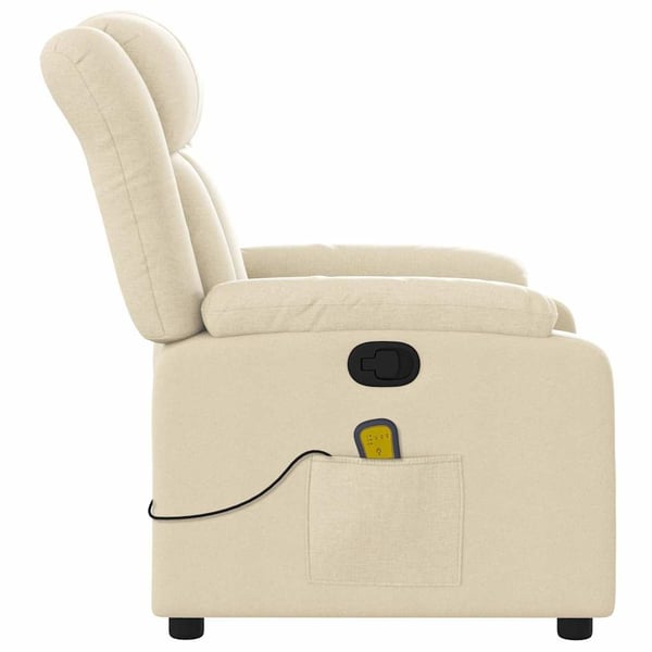 vidaXL Massagefåtölj gräddvit tyg