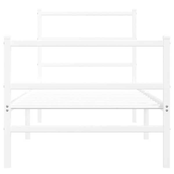 vidaXL Sengeramme i metall med hode- og fotgavl hvit 80x200 cm