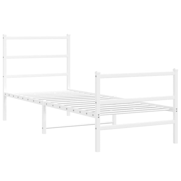 vidaXL Sengeramme i metall med hode- og fotgavl hvit 80x200 cm