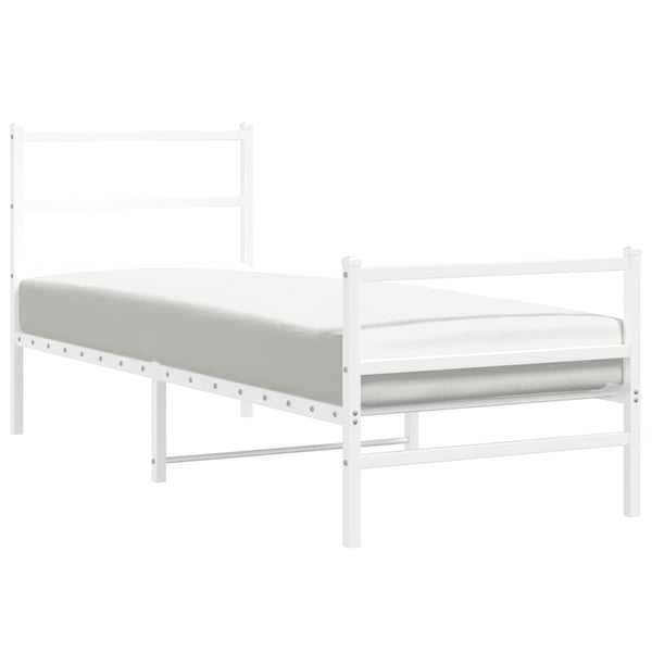 vidaXL Sengeramme i metall med hode- og fotgavl hvit 80x200 cm
