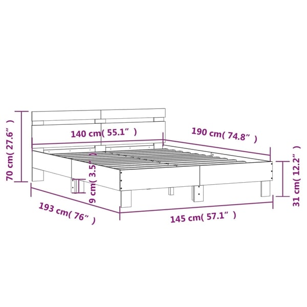 vidaXL Sengeramme med hodegavl svart 140x190 cm konstruert tre