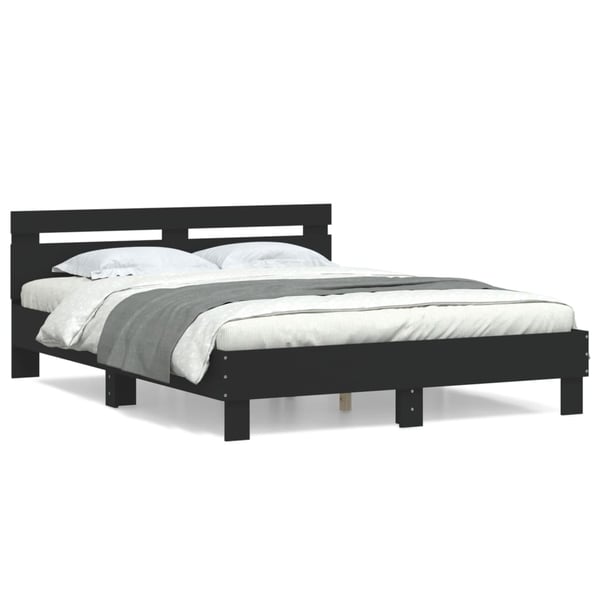 vidaXL Sengeramme med hodegavl svart 140x190 cm konstruert tre