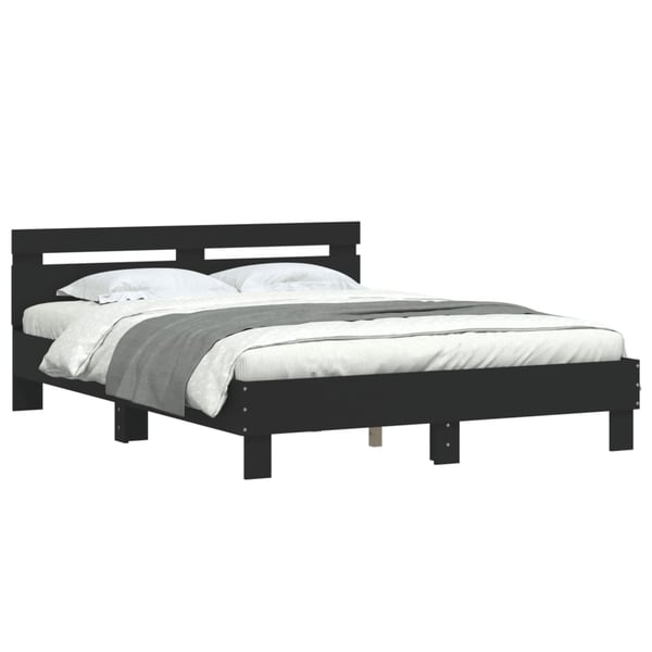 vidaXL Sengeramme med hodegavl svart 140x190 cm konstruert tre