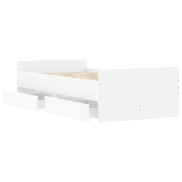 vidaXL Sengeramme med skuffer hvit 90x200 cm