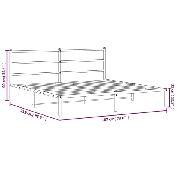 vidaXL Sengeramme i metall med hodegavl hvit 183x213 cm