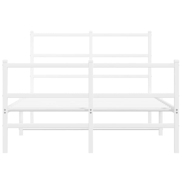 vidaXL Sengeramme i metall med hode- og fotgavl hvit 120x190 cm