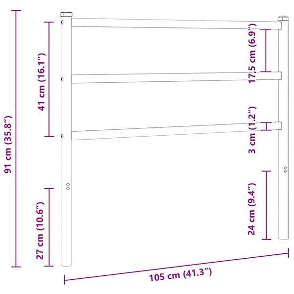 vidaXL Utskiftbar sengegavl i metall hvit 100 cm