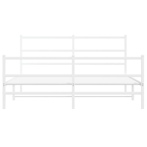 vidaXL Sengeramme i metall med hode- og fotgavl hvit 150x200 cm