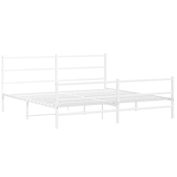 vidaXL Sengeramme i metall med hode- og fotgavl hvit 193x203 cm
