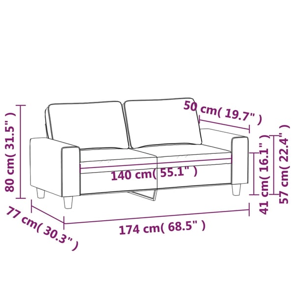 vidaXL 2-sitssoffa brun 140 cm tyg