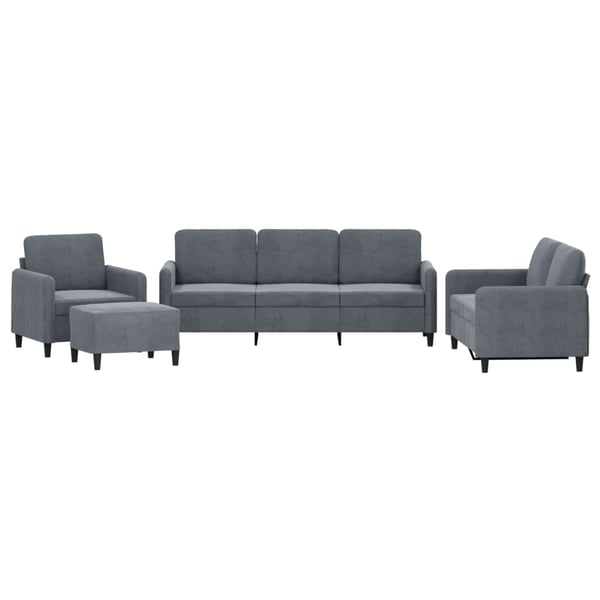 vidaXL sofasæt 4 dele velour mørkegrå