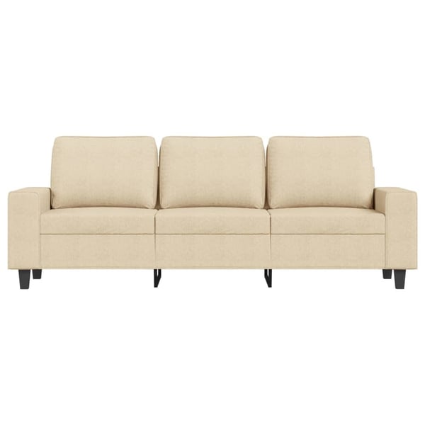 vidaXL 3-personers sofa med fodskammel 180 cm stof Cremefarvet