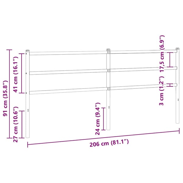 vidaXL Utskiftbar sengegavl i metall hvit 160 cm
