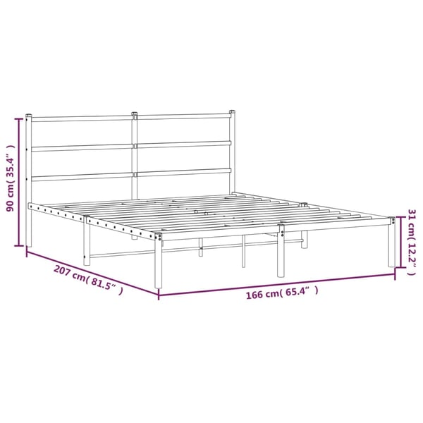 vidaXL Sengeramme i metall med sengegavl hvit 160x200 cm