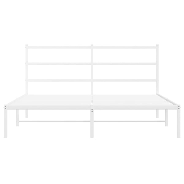 vidaXL Sengeramme i metall med sengegavl hvit 160x200 cm
