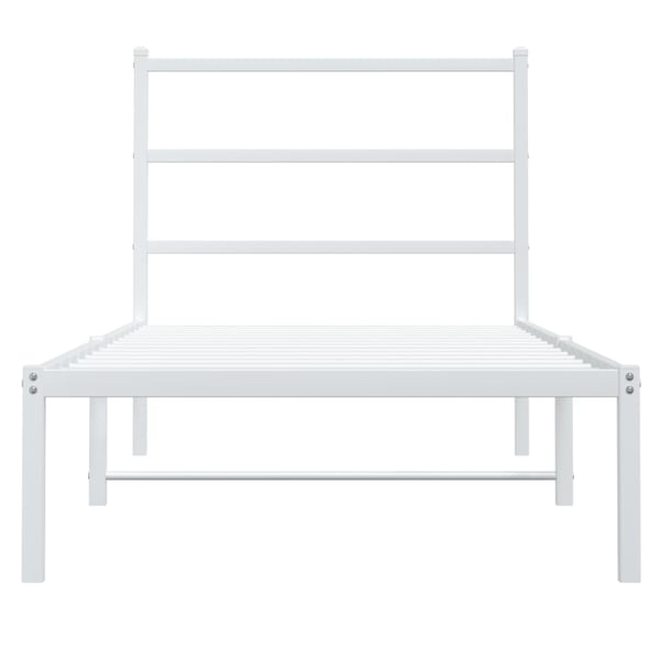 vidaXL Sengeramme i metall med hodegavl hvit 90x190 cm