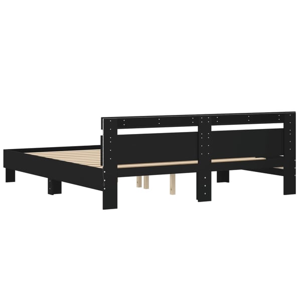 vidaXL Sengeramme med hodegavl og LED svart 180x200 cm