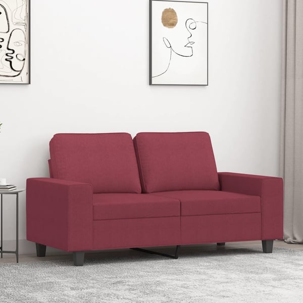 vidaXL 2-sitssoffa vinröd 120 cm tyg