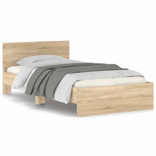 vidaXL Sengeramme uten madrass med hodegavl sonoma eik 100x200 cm
