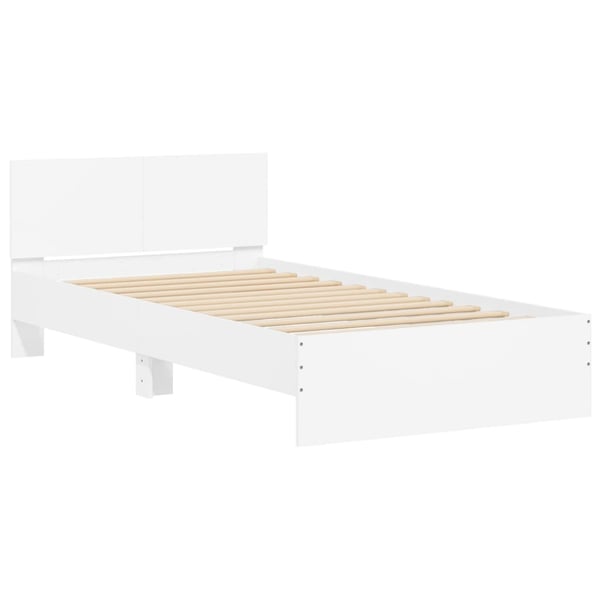 vidaXL Sengeramme med hodegavl hvit 100x200 cm konstruert tre