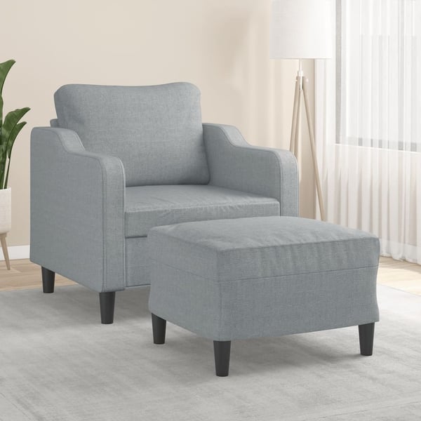 vidaXL sofastol med fodskammel 60 cm stof lysegrå