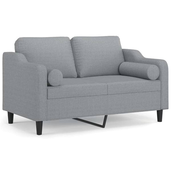 vidaXL 2-personers sofa med pyntepuder 120 cm stof lysegrå