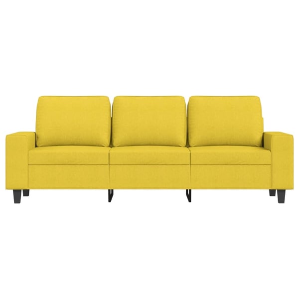 vidaXL 3-personers sofa med fodskammel 180 cm stof lysegul