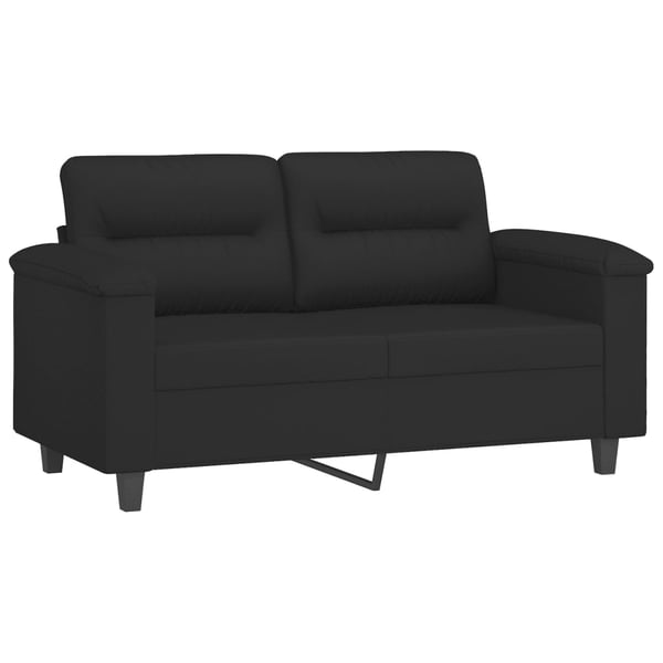 vidaXL sofasæt 3 dele med hynder mikrofiberstof sort