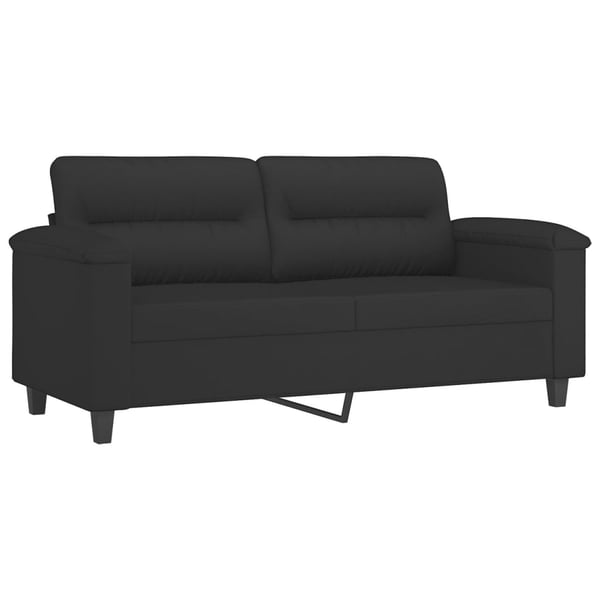 vidaXL sofasæt 2 dele med hynder mikrofiberstof sort