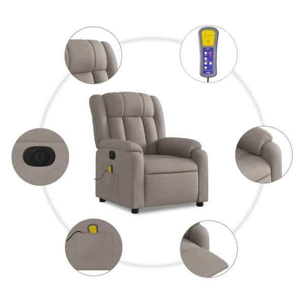 vidaXL Elektrisk massagefåtölj taupe tyg
