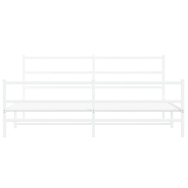 vidaXL Sengeramme i metall med hode- og fotgavl hvit 200x200 cm