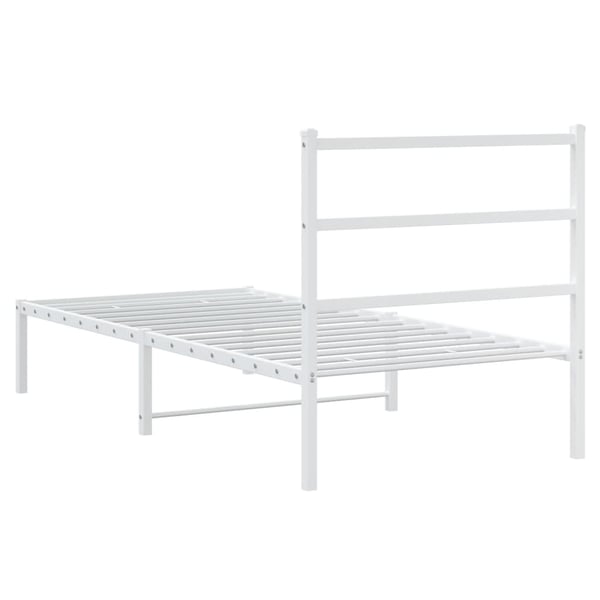 vidaXL Sengeramme i metall med hodegavl hvit 90x200 cm