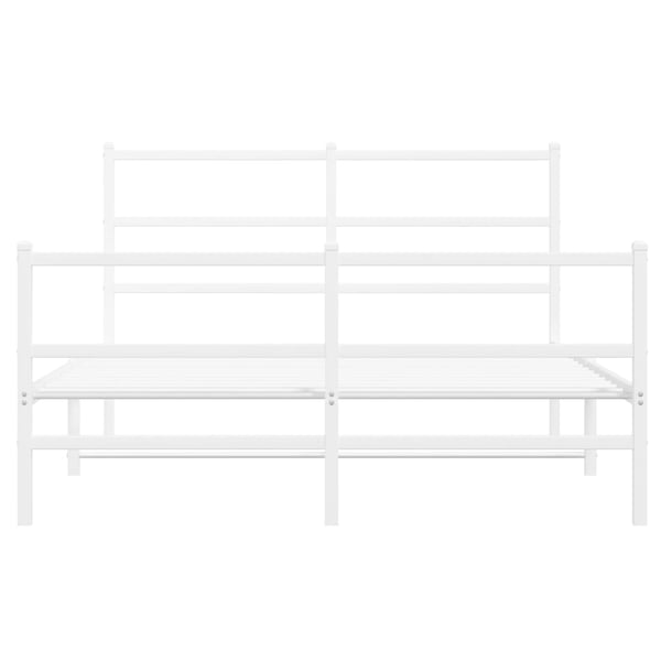 vidaXL Sengeramme i metall med hode- og fotgavl hvit 140x190 cm