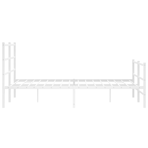 vidaXL Sengeramme i metall med hode- og fotgavl hvit 140x190 cm