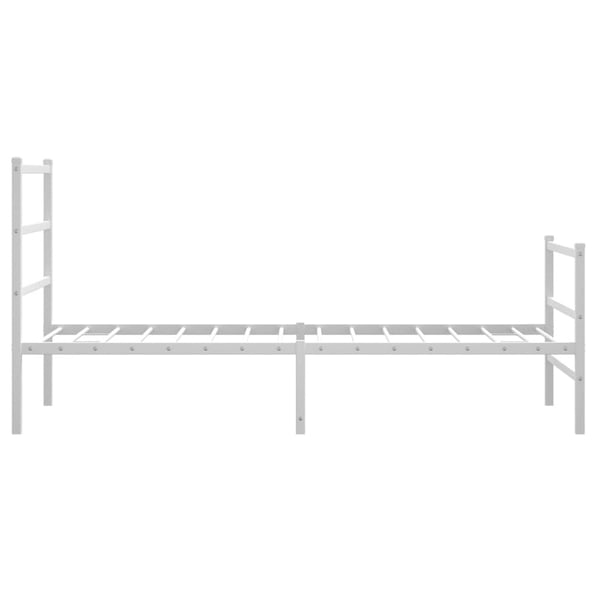 vidaXL Sengeramme i metall med hode- og fotgavl hvit 90x190 cm