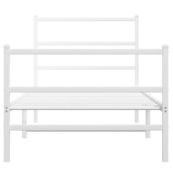 vidaXL Sengeramme i metall med hode- og fotgavl hvit 90x190 cm