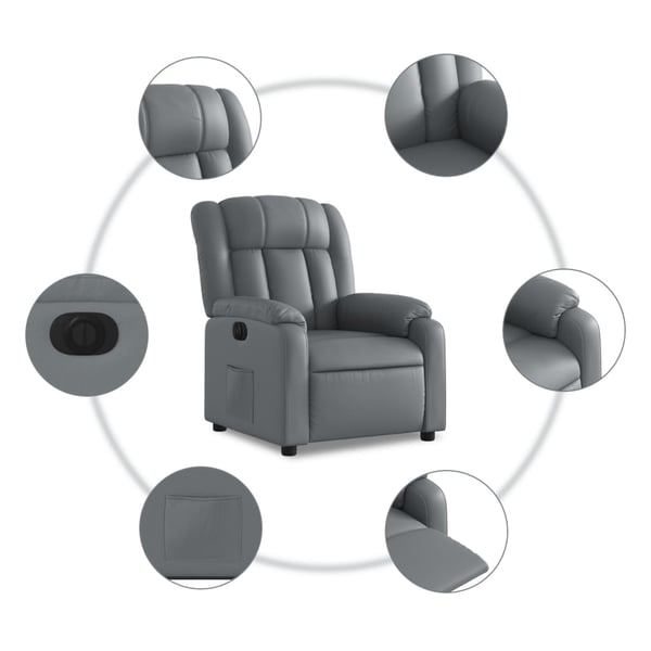 vidaXL Reclinerfåtölj med uppresningshjälp grå konstläder